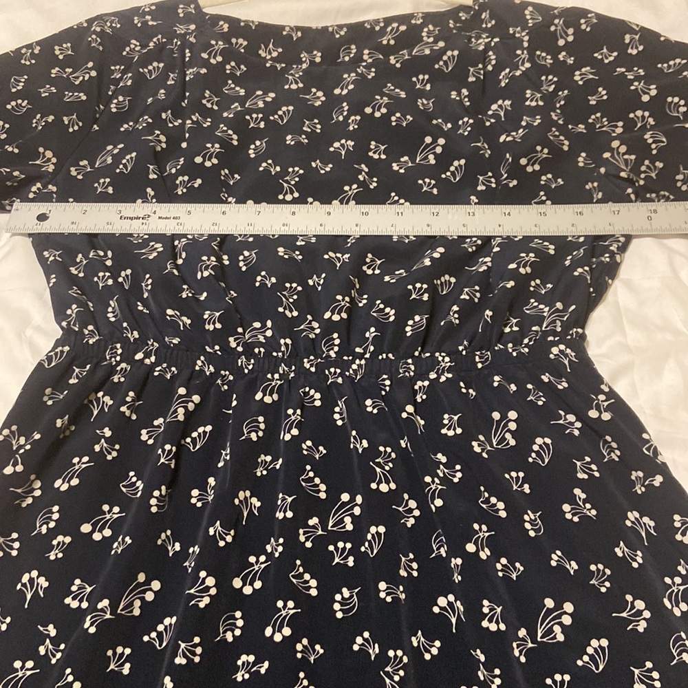 Gap Black & Beige Floral Mini Dress 3/4 Sleeves SZ M pockets Like New, Cute! - Picture 6 of 11